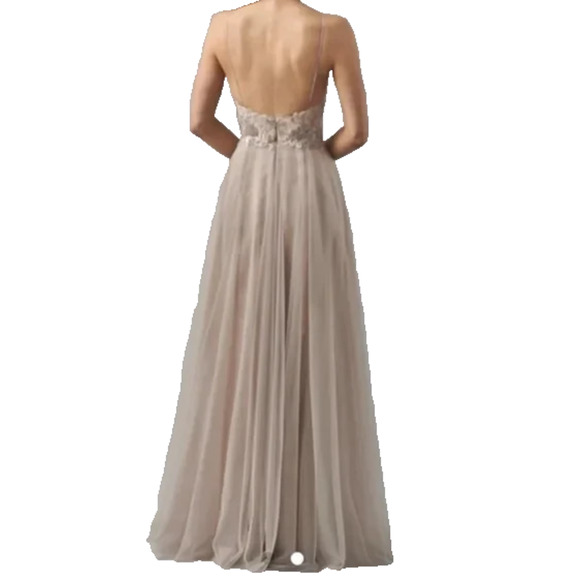Watters Carly Lace Sequin Bodice Sheer Tulle Skirt Maxi Bridal Formal Event Gown - Picture 15 of 15